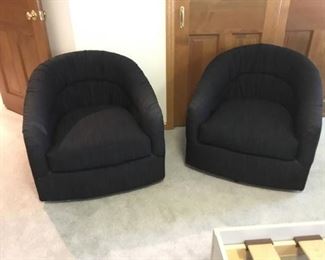 Black Silk Swivel Barrel Chairs