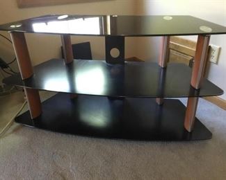 Black, Wood and Silver TV Stand