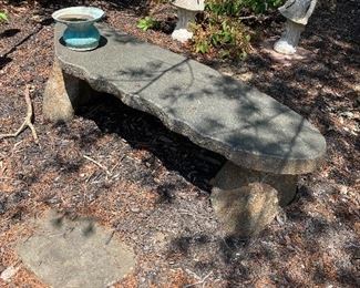 Garden bench in polished granite