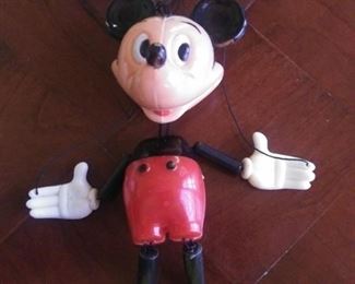 Vintage Mickey Mouse Marionette, plastic 4 1/2 in. tall