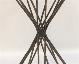 145 - Glass top metal leg accent table 22 x 16 diameter
