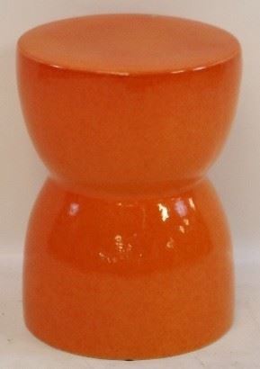 178 - Orange garden stool - porcelain 16 3/4 x 13 diameter
