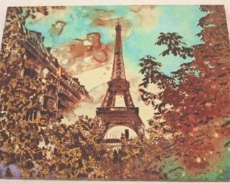 187 - Canvas art with Eiffel tower 37 x 29 1/2

