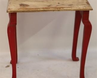 207 - Painted red table 21 x 21 x 16

