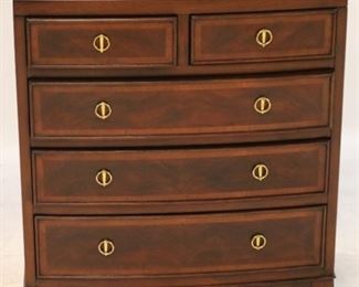 206 - Petite Modern History bow front bachelor chest Two over 3 drawers 24 x 22 x 10 1/2
