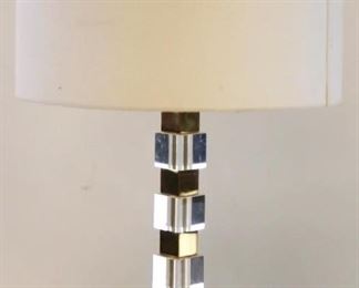 225 - Brass & acrylic table lamp some staining to shade 20" tall
