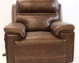 266 - Leather Italia Fresno electric recliner - as is 41 x 38 1/2 x 32 Electric pad needs to be inset small holes in lower back flap
