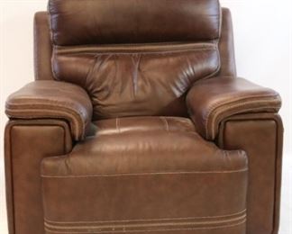 267 - Leather Italia Fresno electric recliner - as is 41 x 38 1/2 x 32 Hole in back
