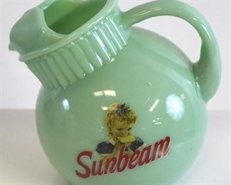 2020 - Jadeite Sunbeam tilted pitcher 6" tall
