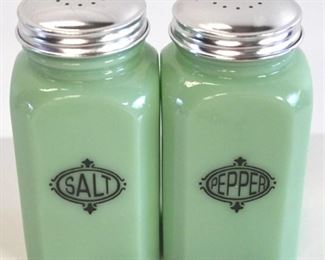 2024 - Pair Jadeite salt & pepper shakers 5" tall
