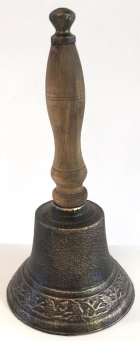2029 - Cast iron bell w/ wood handle 11" tall
