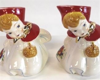 2037 - Pair Red Riding Hood creamers 4 1/2" tall
