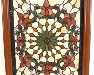 2057 - Stained glass panel in frame 27 x 21
