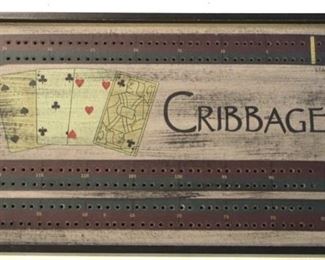 2093 - Wood cribbage board 20 1/2 x 11
