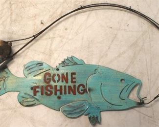 2102 - Metal Gone Fishing Sign 17 x 24
