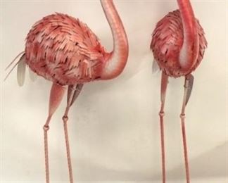 2110 - Pair metal flamingos 48 1/2" tall
