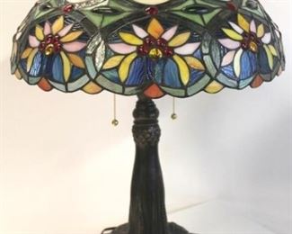 2122 - Stained glass lamp 28 1/2" tall

