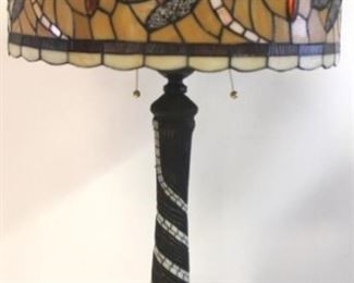 2123 - Large stained glass dragonfly lamp 32 1/2" tall
