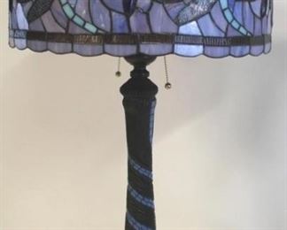 2159 - Large stained glass dragonfly lamp 30 1/2" tall
