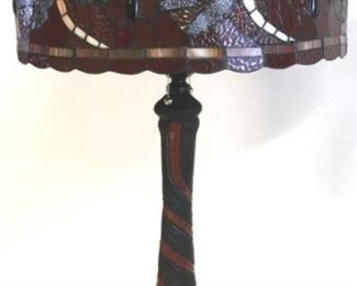 2160 - Large stained glass dragonfly lamp 31 1/2" tall

