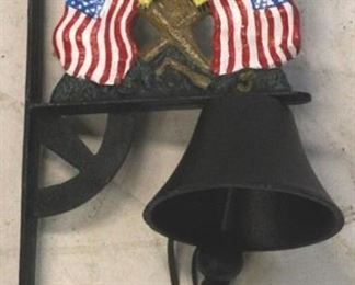 2165 - Cast iron American flag bell 16 1/2 x 8 1/2

