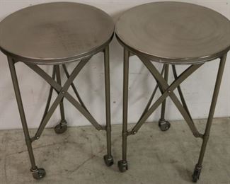 3605 - Pair metal round stands by Butler Specialty 24 x 14
