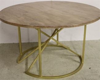 8523 - Wood top brass base table 30 x 54 diameter
