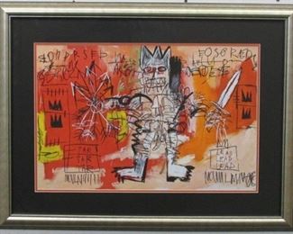 9002 - Untitled Warrior by Graffiti Artist Basquiat 25 1/2 x 34
