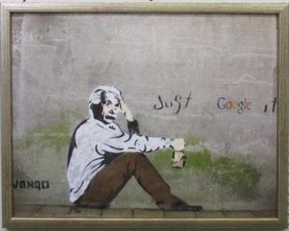 9013 - Just Google It on Canvas by Graffiti Artist Banksy 28 x 22 1/2