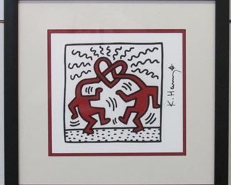 9029 - Heart Head Print Plate Signed by Keith Haring 19 1/2 x 18 1/2
