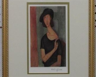 9032 - Woman Portrait Print Plate Signed bu Modigliani 12 1/2 x 16 1/2
