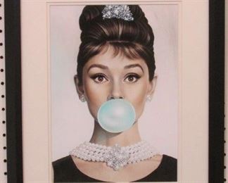 9034 - Audrey Hepburn Blowing Bubble 17 x 21
