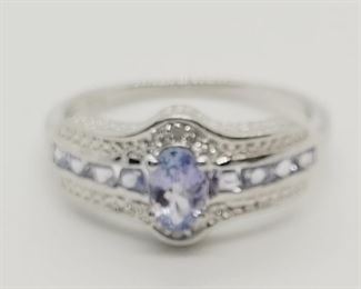 66a - Sterling Silver Tanzanite Cocktail Ring, sz 7
