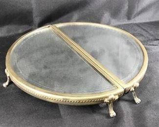 Twos Company Mirrored Half Circle Vanity Display Tray