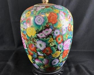 Colorful Floral Chinese Porcelain Urn Ginger Jar