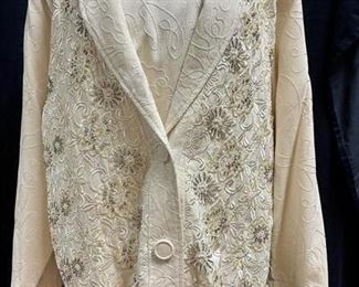 Lims Womans Two Piece Flower Embroidered White on White Tank with Jacket