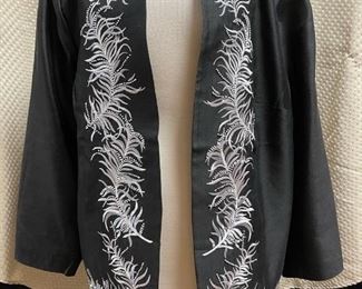 Nolan Miller QVC Black Evening Jacket White Feather Embroidery Size 1X NWT