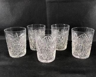 5Piece Set ABP Cut Crystal Rocks Drinks Glasses