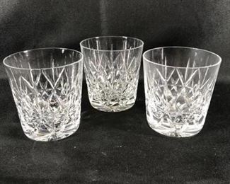 Set of 3 Matching Cut Crystal Rocks Drink Glasses