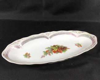 Oval Worn Floral China Serving Dish