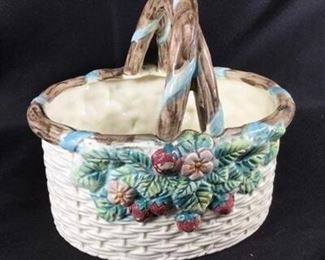 Strawberry Detail Ceramic Basket Planter
