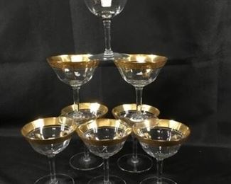 Set of 8 Gold Rimmed Champagne Glasses