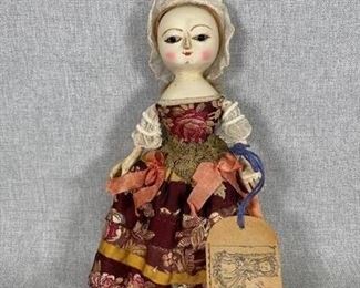 Queen Anne Style Carved Wood Artist Doll