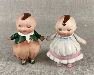 Adorable Vintage Bisque Tweedle Dee Tweedle Dum Figurine Set