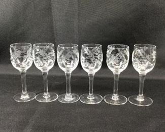 Set of 6 Crystal Sherry Cordial Glasses
