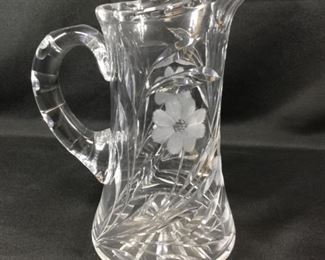 Flower Etched Heavy Crystal Pitcher