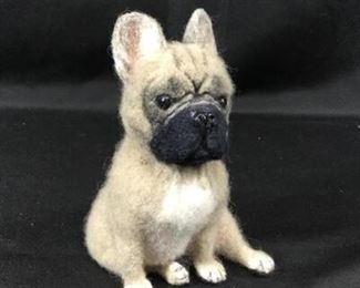 Pug Dog Fuzzy Figurine Plush Art Doll