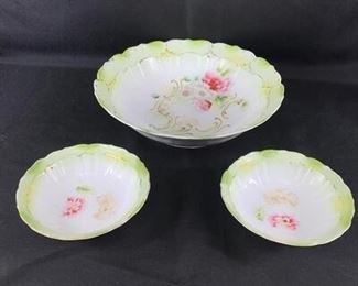 3Piece Floral Painted Porcelain Bowl Set