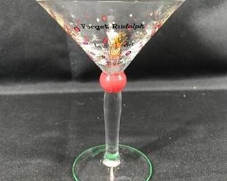 Forget Rudolph Holiday Themed Martini Glass
