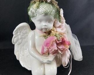 Ceramic Cherub Statuette Figurine